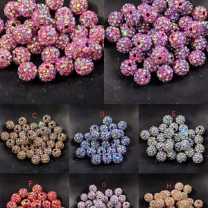 8mm Shiny AB Rhinestone Disco Ball Beads ,Micro Pave Beads, Multicolor Disco Balls ,Polymer Clay Beads ,20 - 100pcs Optional, BA- 827