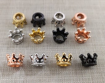 5 - 50pcs Black CZ Micro Pave Crown Beads ,King Crown Charms ,7x11mm Crown Bracelet Charms , King Crown Bead Charms for Jewelry making 