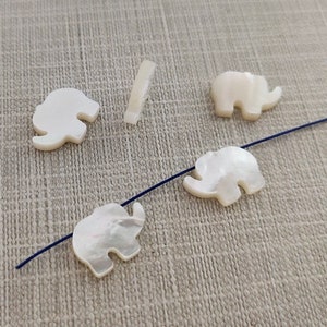 5 - 30pcs Mother Of Pearl Elephant Beads, Lucky Elephant Beads , 9x12mm Elephant Jewelry ,Hole 0.6mm ,Wholesale , BA465