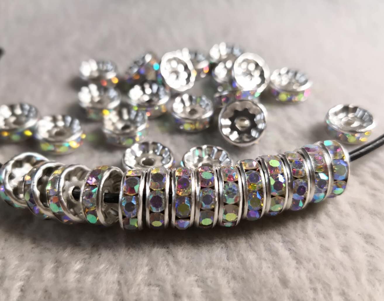 6mm 8mm 10mm Rhinestone Rondelle Beads Rondelle Spacer Bead Etsy