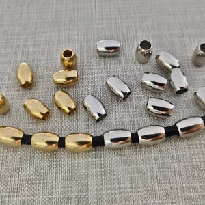 30pcs Large Hole Brass Oval  Barrel Beads ,6x8mm Barrel Beads , Metal Spacer Drum Beads ,Spacer Beads ,Hole 2.8mm , BA- 1641