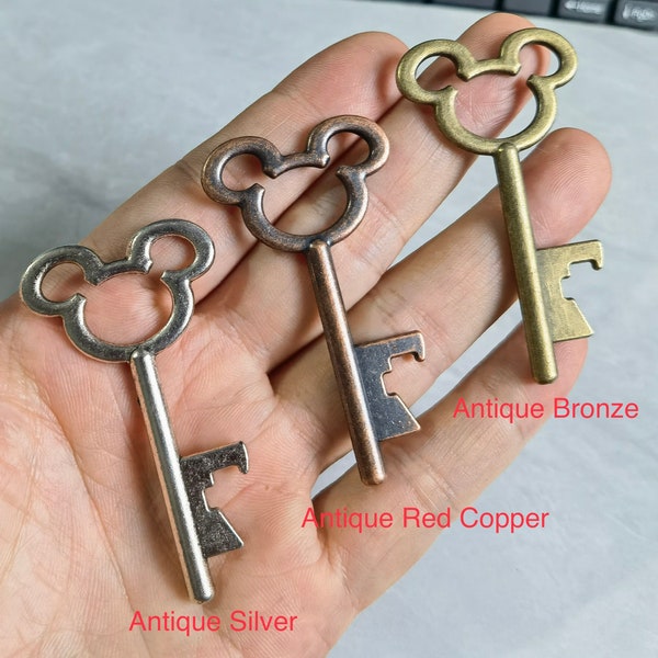 10 Stück - 20 Stück Schlüssel Flaschenöffner Anhänger, 33x60mm Silber / Antik Bronze / Rot Kupfer Schlüssel Charm Anhänger, doppelseitiger Schlüssel für die Schmuckherstellung