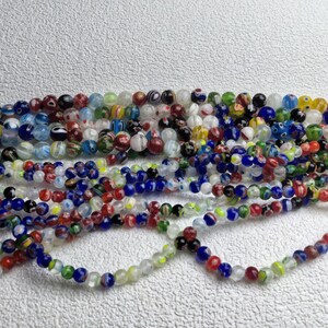 Multicolor Flower Round Beads ,Millefiori Glass Beads ,5mm 8mm Rainbow Glass Round Beads for jewelry making, 14'' full strand ,HA-241 image 2