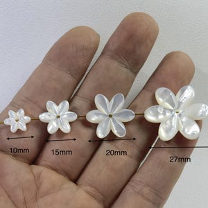 Mother Of Pearl Flower Spacer Beads , Shell Flower Beads ,10mm 15mm 20mm 27mm White MOP Beads ,Hole 0.8mm,2-100pcs Bulk Lot Optional BA- 711