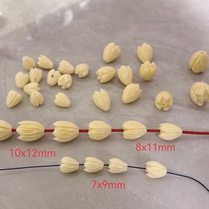 Hawaiian Pikake Beads, Composite Resin Coral Flower Bead ,Carved Jasmine Flower Beads ,Flower Spacer ,10-1000pcs Bulk Lot Optional ,BA- 958