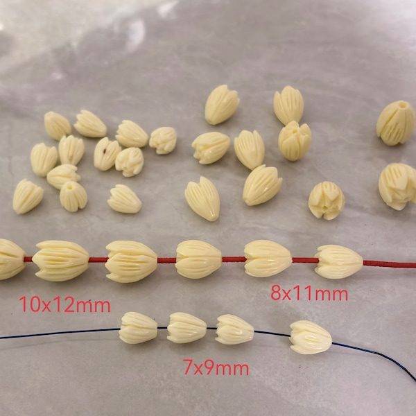 Hawaiian Pikake Beads, Composite Resin Coral Flower Bead ,Carved Jasmine Flower Beads ,Flower Spacer ,10-1000pcs Bulk Lot Optional ,BA- 958