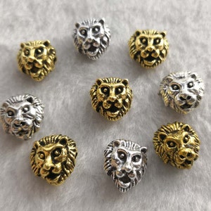 ライオンビーズ 20 個、12 x 13 mm ライオンヘッドビーズ、ライオンジュエリー、金具、BA-1137