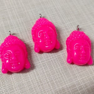 10pcs Resina Buddha Head Charms, Rose Red Buddha Charm, Buddha Charms, Buddhist Jewelry, 16x27mm Buddha Pendant, Yoga Jewelry, wholesale