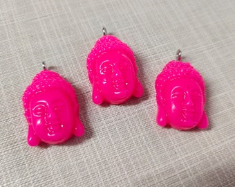 10pcs Resin Buddha Head Charms ,Rose Red Buddha Charm ,Buddha Charms ,Buddhist Jewelry ,16x27mm Buddha Pendant , Yoga Jewelry, Wholesale