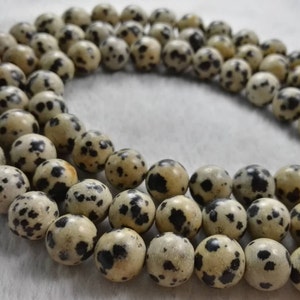 1 Full Strand 6mm 8mm 10mm Perles de jaspe dalmate, perles de jaspe rondes lisses, perles tachetées, vente en gros
