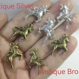 21x23mm Antique Silver Bronze Unicorn Charms , Double Sided Unicorn Charms  , Animal Charms ,Choose Qty 10 , 30pcs ,BA- 1691