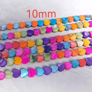 Colorful heart Mother Of Pearl Beads , 6mm 8mm 10mm Dyed Mop Heart Shape Beads , 15 Strand ,Hole 0.8mm , BA 1092 image 3