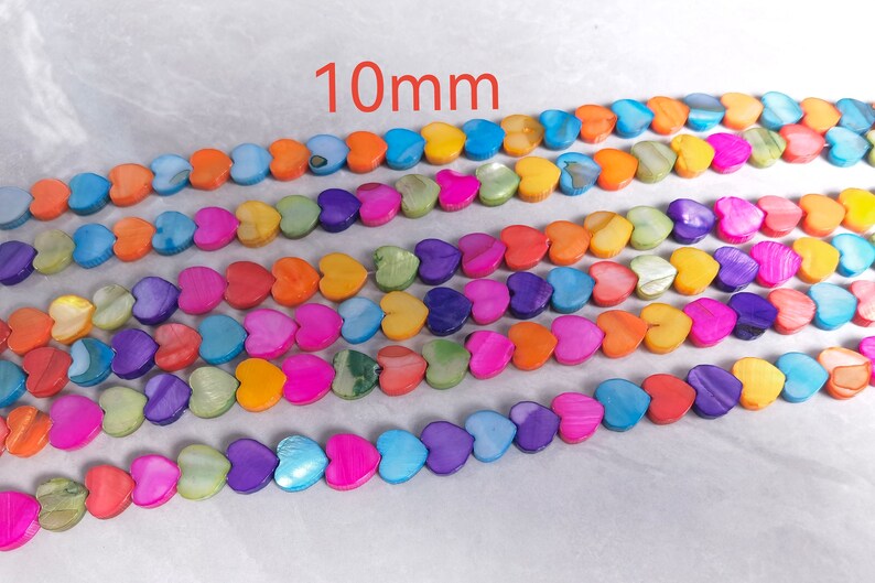Colorful heart Mother Of Pearl Beads , 6mm 8mm 10mm Dyed Mop Heart Shape Beads , 15 Strand ,Hole 0.8mm , BA 1092 image 3