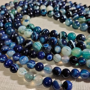 1 Full Strand Striped Agate Beads ,Banded Agate Beads ,Smooth Round Agate Beads , 6mm 8mm 10mm Agate For Jewelry Making ,LA-347