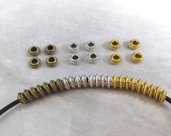 50 Stück Metall Rondell Spacer Perlen, Antik Gold, Bronze, Silber Rondell Perlen, 7mm Silber Spacer Perlen, BA-1142
