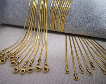 1.5 mm Gold Plated Stainless Steel Snake Chain Necklace ,Stainless Steel Chain ,45cm Flat Snake Chain ,Stainless Necklaces ,Wholesale,BA-240