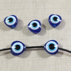 20 - 50Pcs Blue Heart Shape Evil Eye Beads , Resin Evil Eye Beads , 16mm Blue Heart Beads for jewelry making