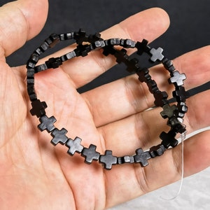 40 200pcs Cross Beads ,Tiny Cross Jewelry , 8x8mm Cross Charm , Hole 1.2mm , 7 Colors Optional Black