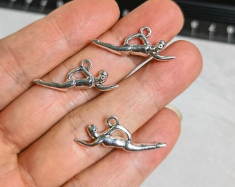 40pcs Swimming Girl Charms ,Swimming Sports Charm, Antique Silver Swimmer Charm , 29x11mm Sports Charms , Jewelry Making ,BA- 1260