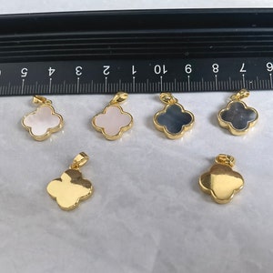 14x17mm Plaqué or sur laiton charme de trèfle à quatre feuilles, pendentif en nacre à quatre trèfles, deux couleurs disponibles, 2 50pcs, BA 1212 image 3