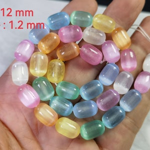 Natural Rainbow Selenite Drum Barrel Beads ,8x12mm Multi Color Selenite Gemstone Beads , Jewelry Crafts ,15.5’’ Strand BA- 1483