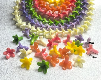 20 x 19 mm mehrfarbige Pakalana Blumenperlen, Verbundharz-Korallenblume für Lei-Herstellung, hawaiianischer Lei-Schmuck, Wohnkultur, Lot von 10-1000 Stück