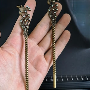 5pcs Bronze Phoenix Hair Stick ,Pave AB Rhinestones Hair Sticks Hairpin ,Hair Accessories ,Gift For Women ,23x147mm Hair Stick ,AF- 1342