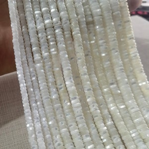 15.5" Strand , AAA Natural Mother Of Pearl Heishi Disc Beads ,MOP Rondelles Beads ,Heishi Spacer Beads ,4mm 6mm 8mm .BA - 783