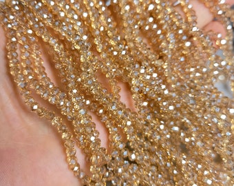 3 full strands 3x4mm Glass Crystal Rondelle Beads ,Faceted Crystal Beads ,Crystal Spacer Beads ,Shiny Crystal Beads ,A156