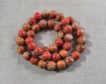 1 Full Strand 6mm 8mm 10mm Natural Sea Sediment Jasper Beads ,Orange Round Natural Spacer Beads , Impression Jasper Beads ,PA-131