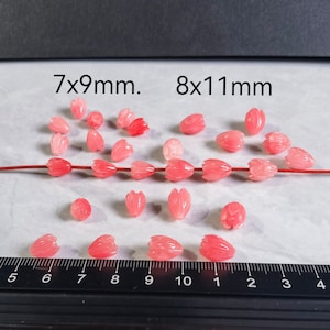 Pink Pikake Beads ,Composite Resin Coral Flower Beads , Various Shades Of Pink Carved Jasmine Flower Beads ,10-100pcs , Hole 1.2mm ,BA - 953