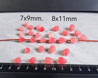 Pink Pikake Beads ,Composite Resin Coral Flower Beads , Various Shades Of Pink Carved Jasmine Flower Beads ,10-100pcs , Hole 1.2mm ,BA - 953