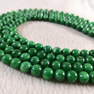 1 Full Strana 6mm 8mm 10mm Green Mashan Jade Beads ,Smooth Round Jade Beads ,Gemstone Bead ,Stone Beads ,DIY Jewelry Beads ,Wholesale,JA-323