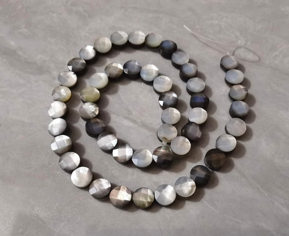 8MM SHELL GEMSTONE WHITE FLAT ROUND CIRCLE COIN 8MM LOOSE BEADS 15.5" 