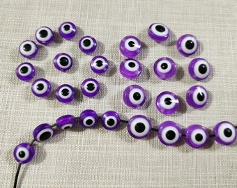 50 - 100 Pcs Purple Evil Eye Beads , Resin Evil Eye Beads ,6mm ,8mm , 10mm Purple Beads for jewelry making , Wholesale Evil Eye Beads