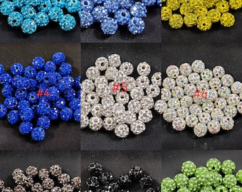 20Pcs 8/10mm Crystal Bead Disco Round Ball Charming Space Loose Beads Wholesale 