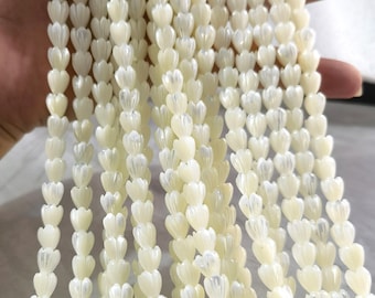 Mother Of Pearl Pikake Beads ,Jasmine Flower Carved Flower Beads,Flower Spacer Beads ,8mm ,11mm White Pearl Beads ,Quantity Optional ,BA710