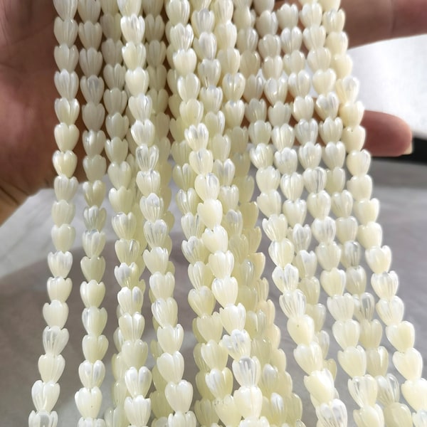 Perles de pikake en nacre, perles de fleurs sculptées en fleur de jasmin, perles entretoises de fleurs, perles blanches de 8 mm, 11 mm, quantité facultative, BA710