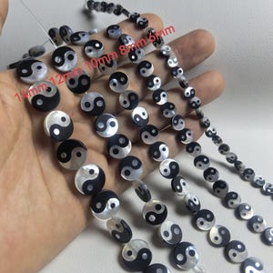 Mother Of Pearl Yin Yang Beads , 6-14mm Taoism Beads ,Eight Diagrams Beads ,Tai Chi Beads ,Yoga Jewelry ,5-100pcs Bulk Lot Options ,BA- 1763