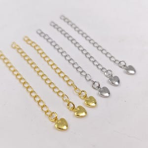 Heart Extension Chain , Gold Plated/ White Gold Plated Chain Extender with Heart Charm , 57 mm Extender Chain , 10/50/100/200 pcs , BA- 1746