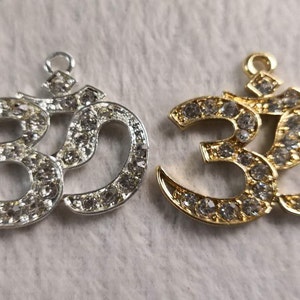 10 pcs Ohm Charms Pendant,OM Pendant , Om Charms , Yoga Charms ,Rhinestone Om Charm , Om Jewelry Wholesale