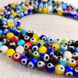 Multicolor Evil Eye Round Beads , Glass Evil Eye Beads ,4 - 12mm Protection Evil Eye Beads Lucky Eye Beads .