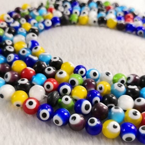 Multicolor Evil Eye Round Beads , Glass Evil Eye Beads ,4 - 12mm Protection Evil Eye Beads Lucky Eye Beads .