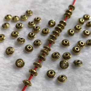 50/100pcs Metal Spacer Beads, Nepalese beads ,Antique Bronze Beads, Rondelle Spacer Beads , 4x6.5mm Metal Beads, Wholesale Beads