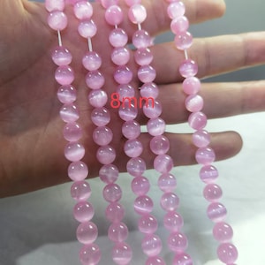 Natural Pink Selenite Gemstone Loose Beads ,Pink Selenite 6mm 8mm 10mm Round Gemstone Beads ,Jewelry Crafts , 15.5’’ Strand ,BA- 1430