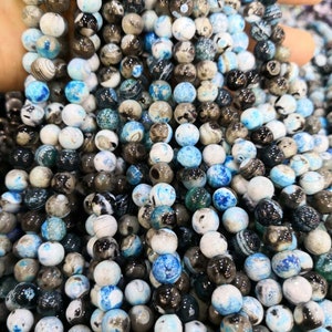 1 Full Strand 8mm 10mm 12mm Smooth Round Agate Beads ,Mixed Color Agate Beads ,Black Blue Agate Beads, Gemstone Beads