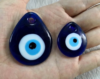 5pcs Water Drop Shape Glass Evil Eye Pendant , 30x35mm ,39x49mm Turkish Eye Pendant , Evil Eye Charm, Evil Eye Jewelry Making ,  Wholesale