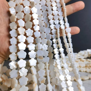 White Mother Of Pearl Flower Beads , 6/8/10/12mm White MOP Beads ,Shell Flower Beads ,Findings ,Hole 0.8mm ,20/50/100pcs ,BA- 1104