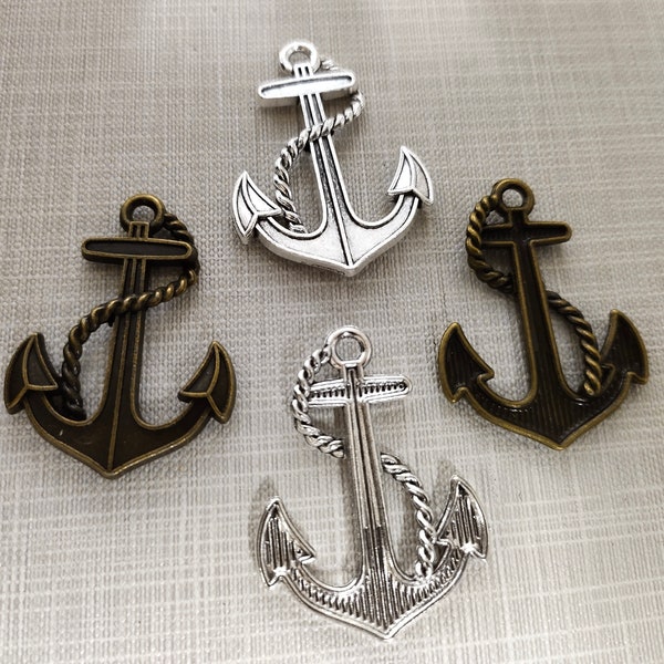 20pcs  Metal Anchor Pendants , Bulk Anchor Charms , Nautical Charms ,30x40mm Antique Silver / Bronze  Anchor ,DIY Jewelry Making , Wholesale