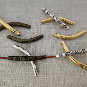 30pcs Curved Tube Beads,  Curved Tube Jewelry , Spacer Tube Beads , Hollow tube beads